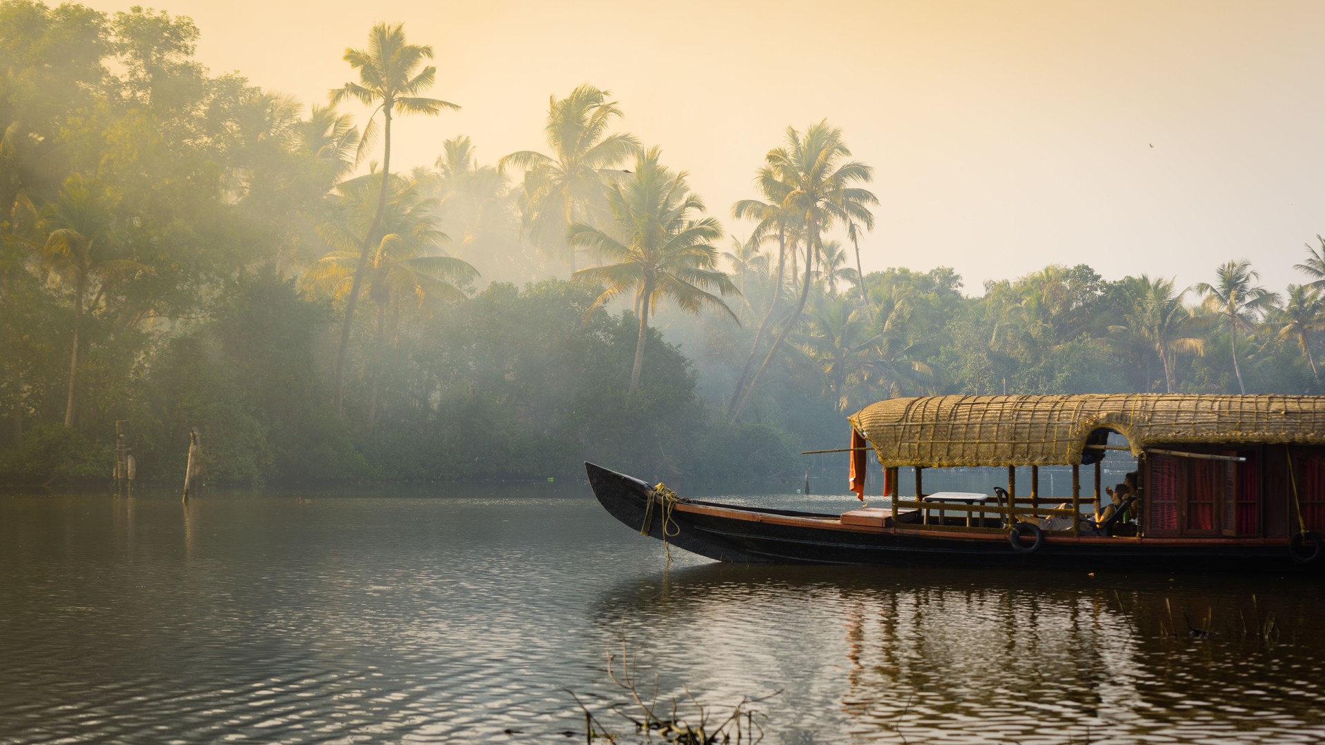 Traditional house boat in Kerala, India