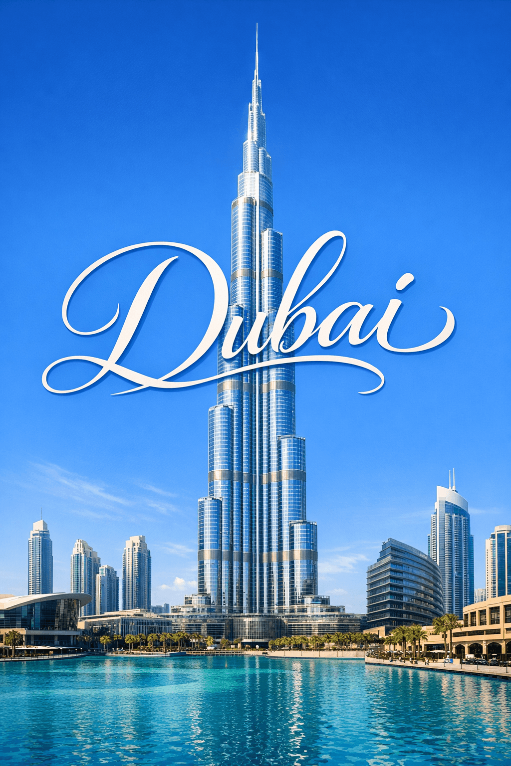 Illustration of Burj Khalifa with 'Dubai' text