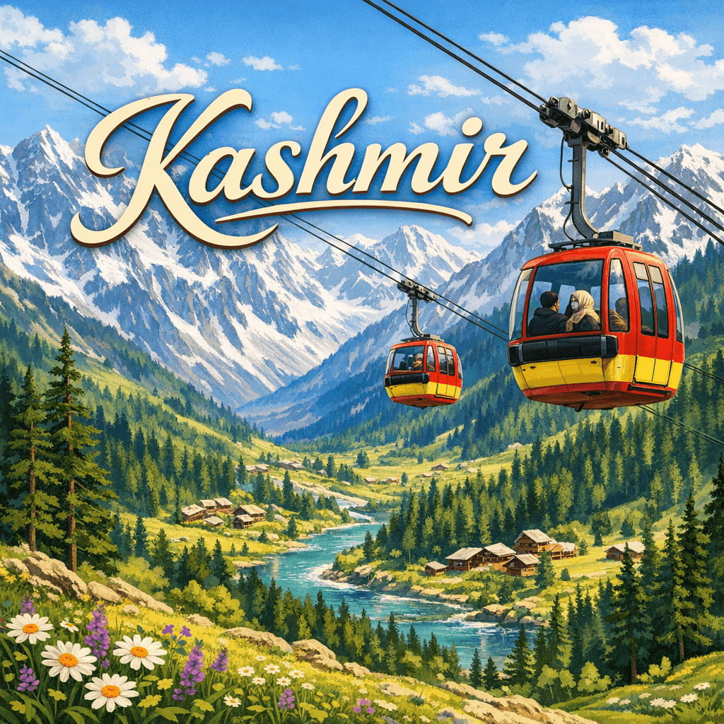 Kashmir cable car with Kashmir text