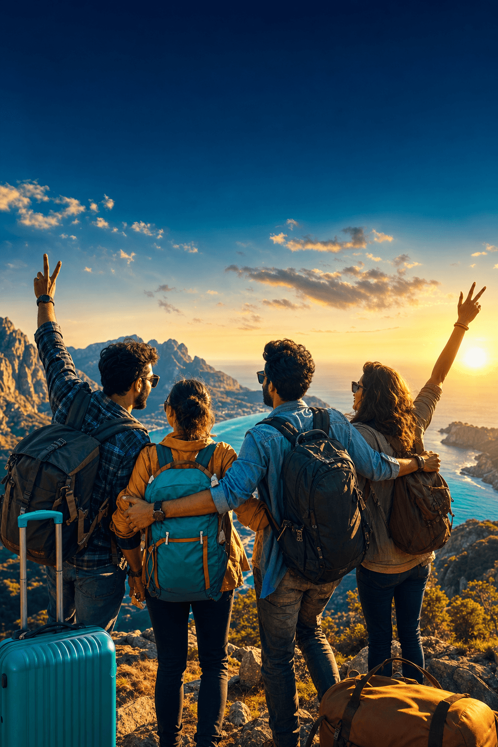 TRIPBROS travel community cinematic mountain overlook at golden hour